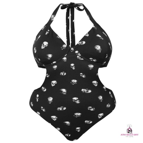 NWT Killstar Rebel Fate Skull Print Monokini Swimsuit Plus Size 4X - Picture 5 of 9